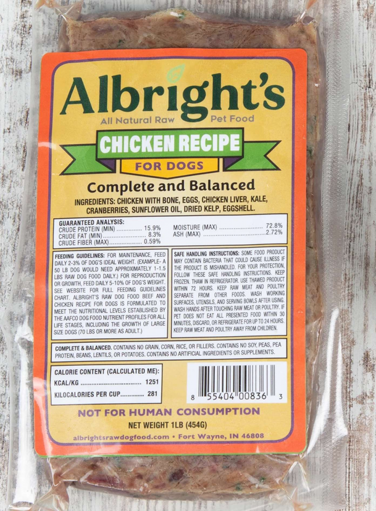 A photo of Albright's chicken recipe for dogs.