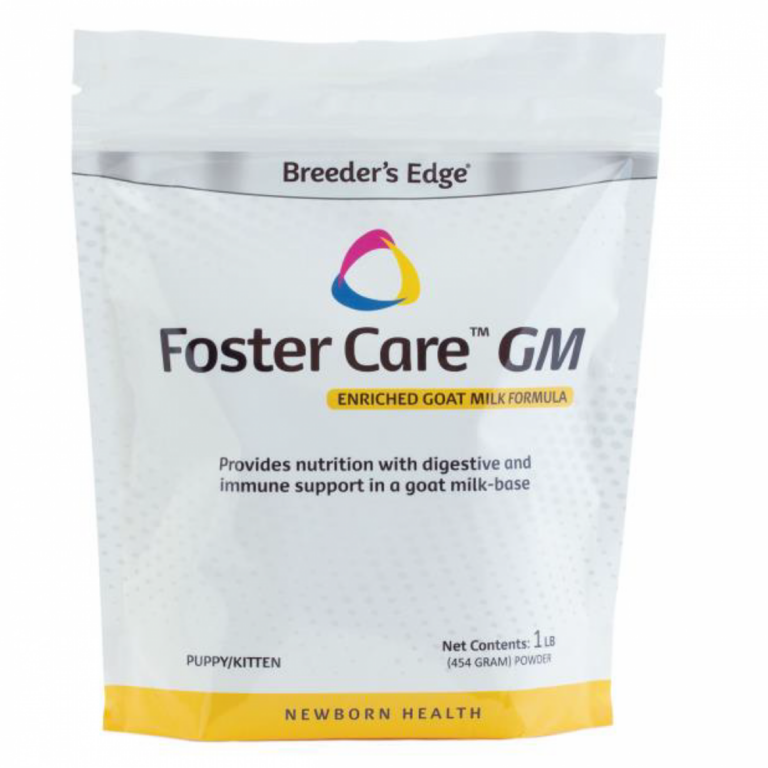 A photo of Breeder's Edge Foster Care GM (goat milk), affected by a voluntary recall due to varying levels of Vitamin D.