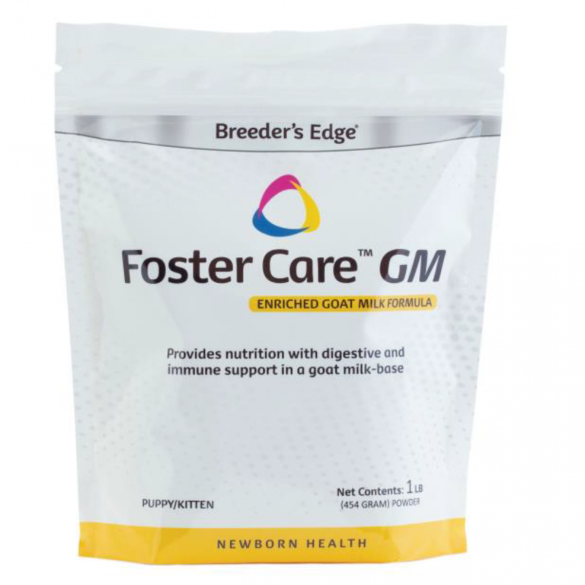 A photo of Breeder's Edge Foster Care GM (goat milk), affected by a voluntary recall due to varying levels of Vitamin D.