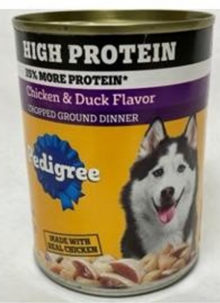 A photo of a can of Pedigree Can High Protein Chopped Chicken & Duck Flavor